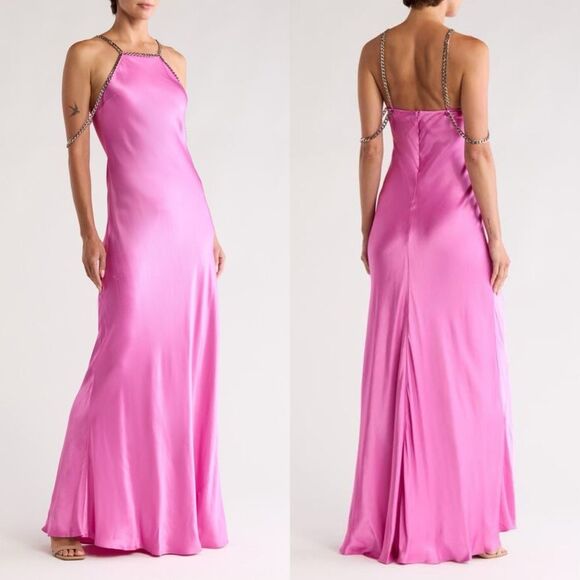 L'AGENCE Dresses & Skirts - L’Agence Majesty Chain Trim Gown in Pink, NWT, Size 2